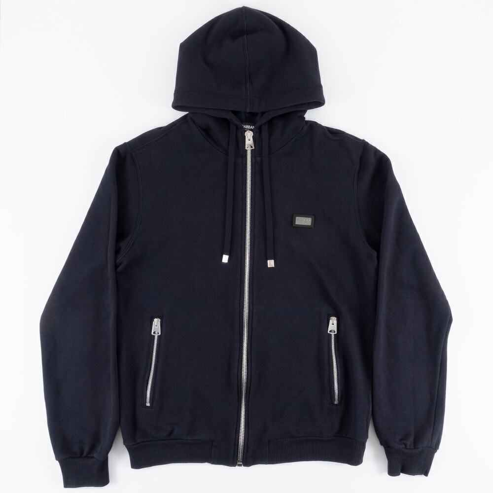 Dolce & Gabbana Cotton Silk Hoodie Men's 48 (Medium) Dark Blue